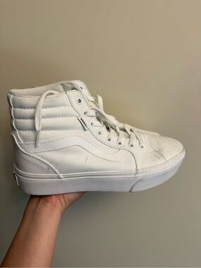 Vans Sk8-Hi Platform Canvas Sneakers in White